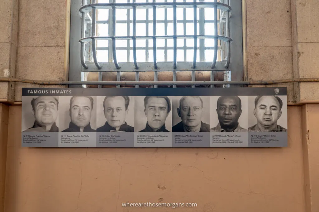 Information board showing the famous inmates from Alcatraz prison