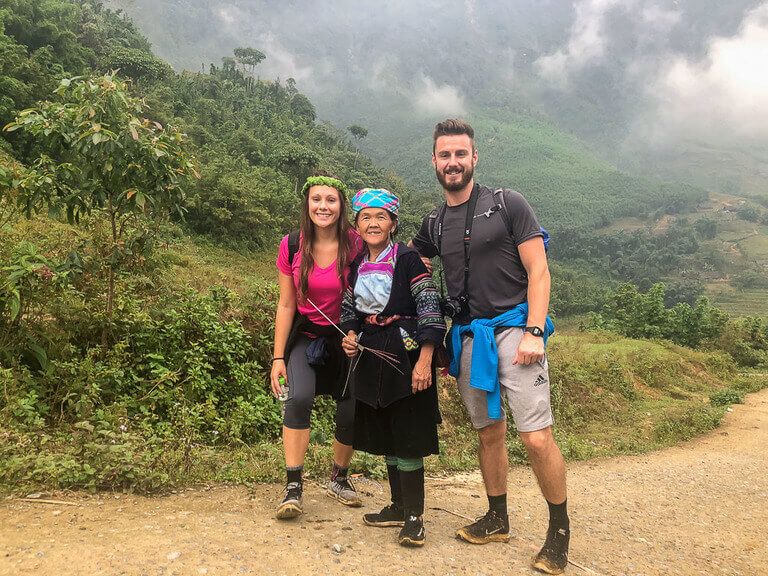 Man and Woman hiking in the hills of Sapa