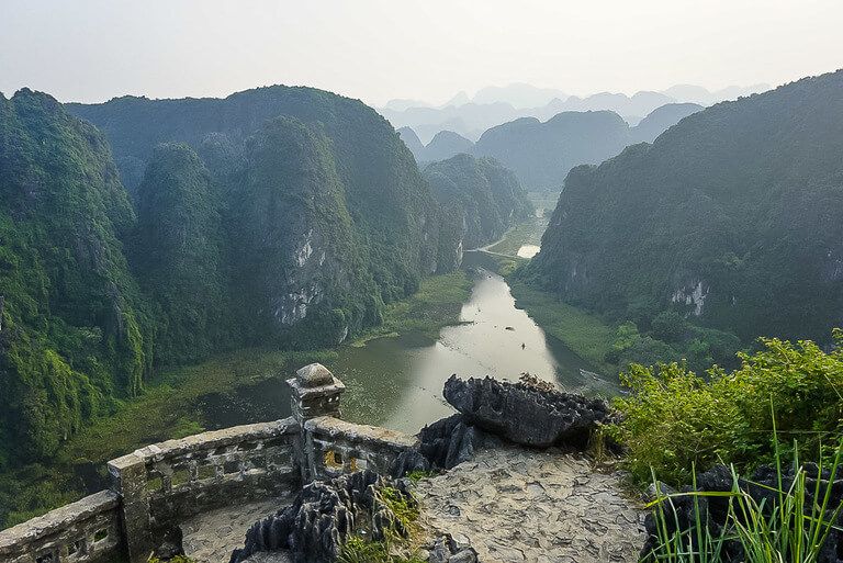 Stunning views of many limestone karsts at the Mua Cave Viewpoint in Ninh Binh Vietnam