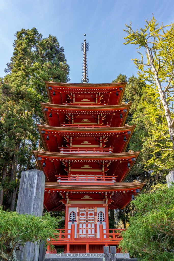 Five story red pagoda in the San Francisco Japanese Tea Garden
