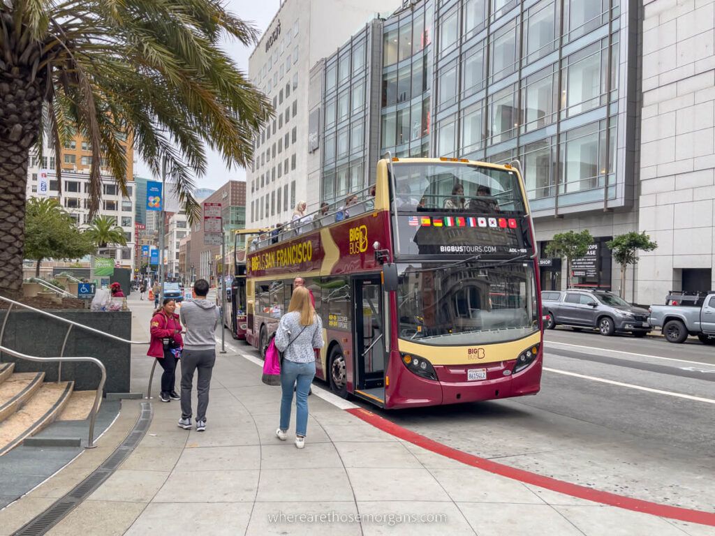 Tourists about to board a San Francisco Big Bus Tour