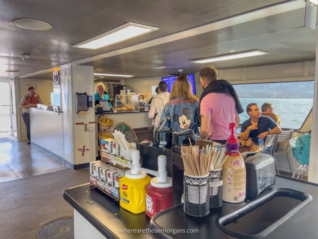 Guests lining for a snack on the ferry
