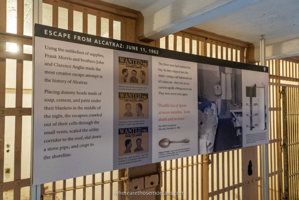 Information board about an escape attempt from Alcatraz