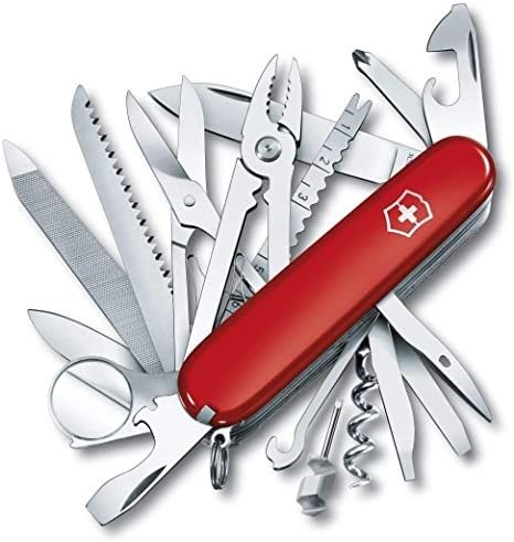 Red swiss army knife is an essential for camping