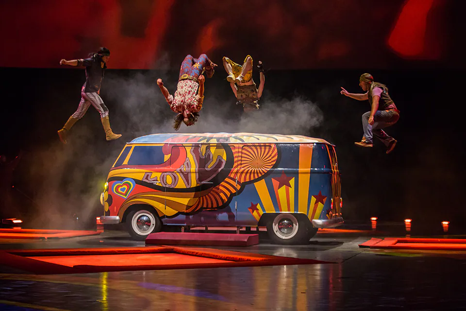 Acrobats during Beatles LOVE by Cirque Du Soleil