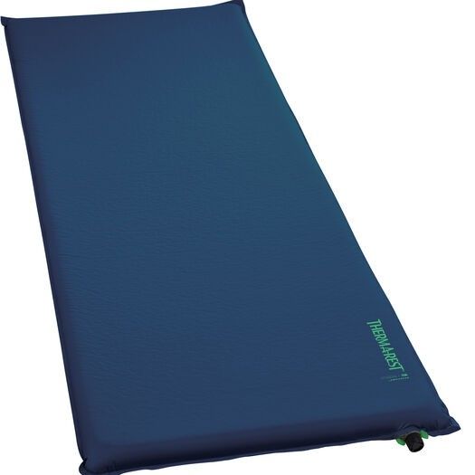 Blue thermarest camping mat made for camping
