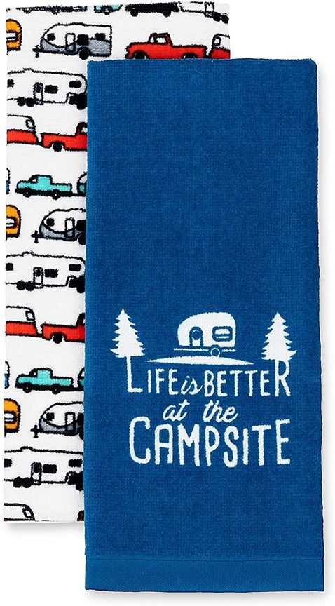 Life is better at the campsite set of two hand towels