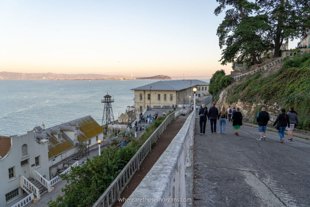 Visitors taking the Alcatraz night tour
