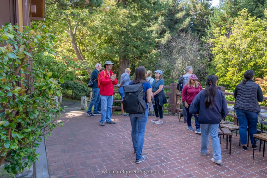 Visitors taking a walking tour in the San Francisco Japanese Tea Garden