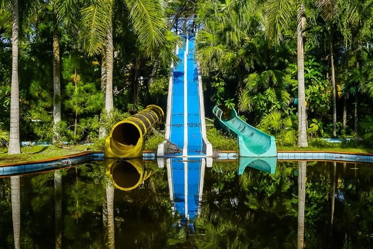 Three abandoned water slides in Hue Vietnam