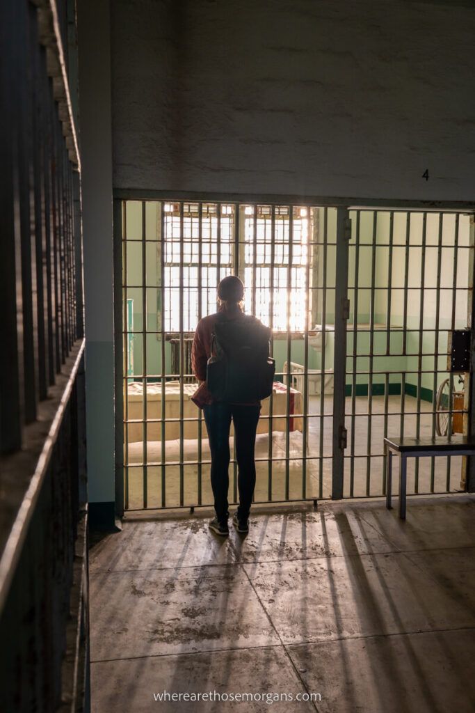 Woman exploring the sick was at Alcatraz