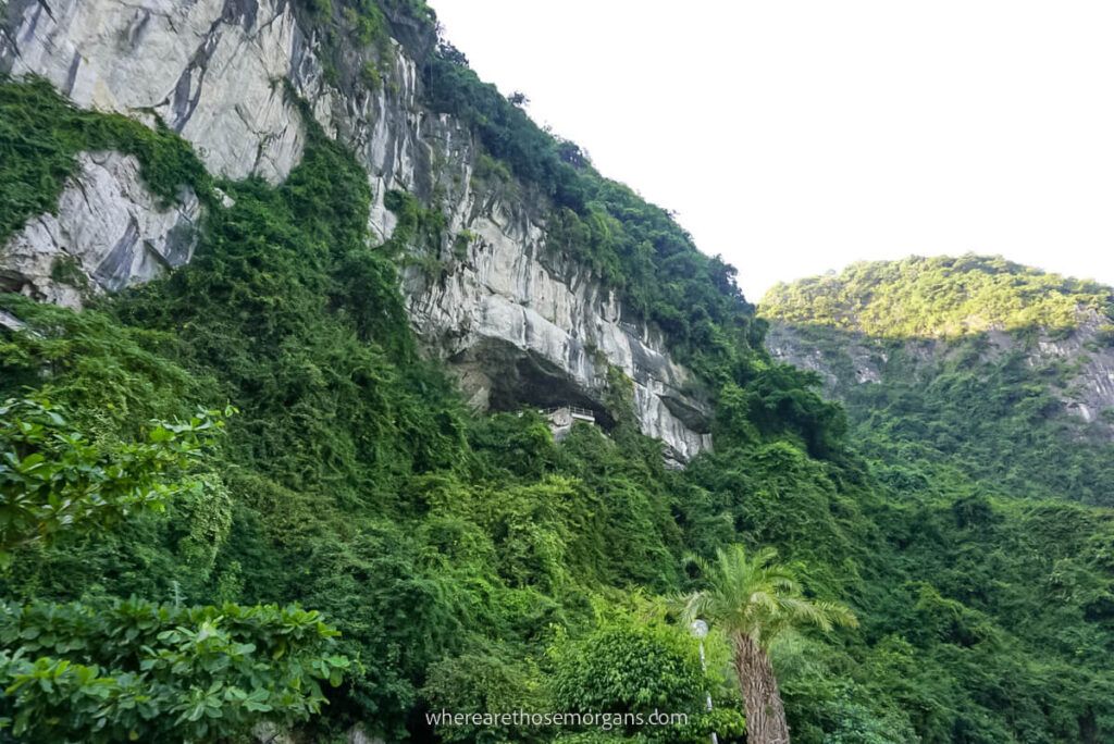 View of the Sung Sot cave from the waters of Halong Bay