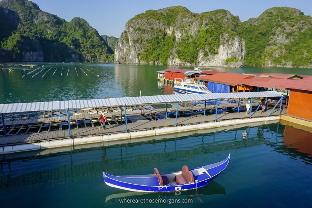 Kayak sitting outside a floating fishing village