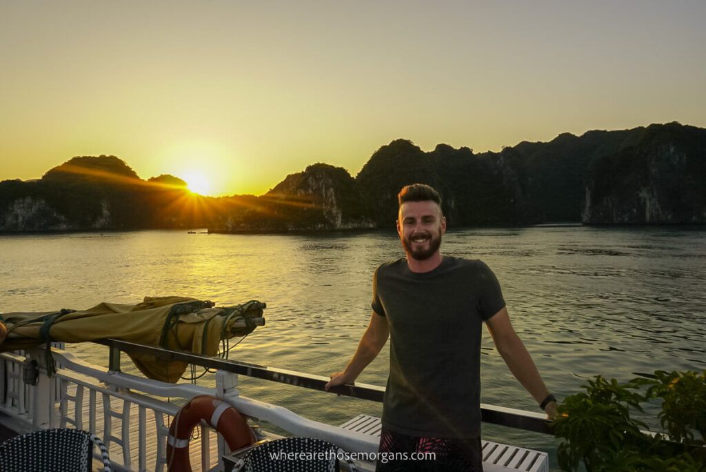 Man standing on board a halong Bay cruise