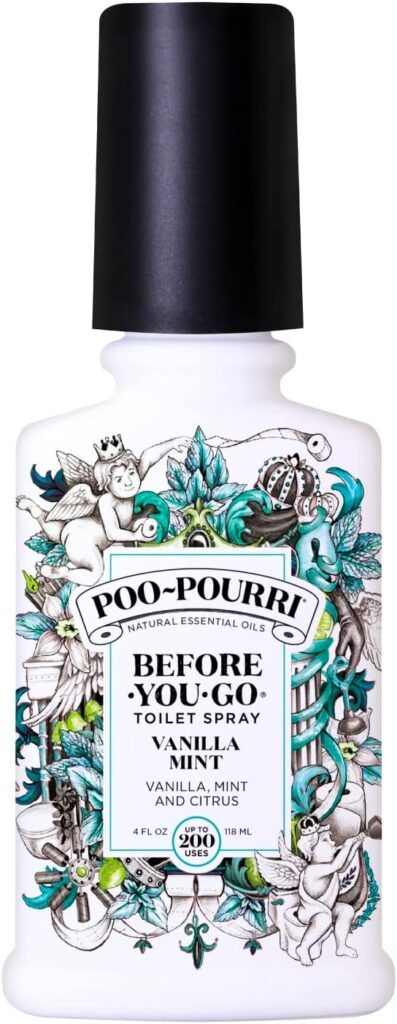 Vanilla Mint Poo-Pourri before you go toilet spray for travelers
