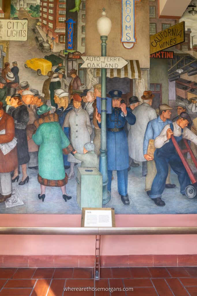 Murals depicting life in San Francisco from the 1930's