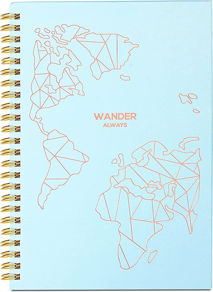 Light blue Wander Always Notebook with Planner for travelers