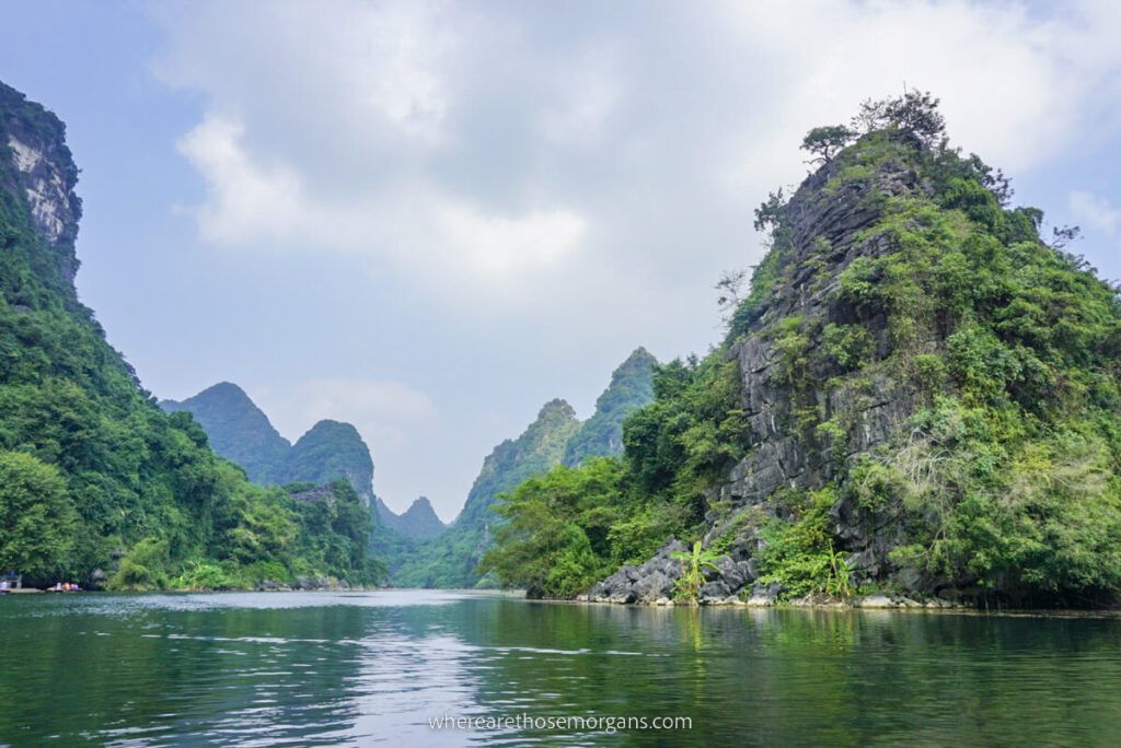River and limestone karsts during the trang An boat tour