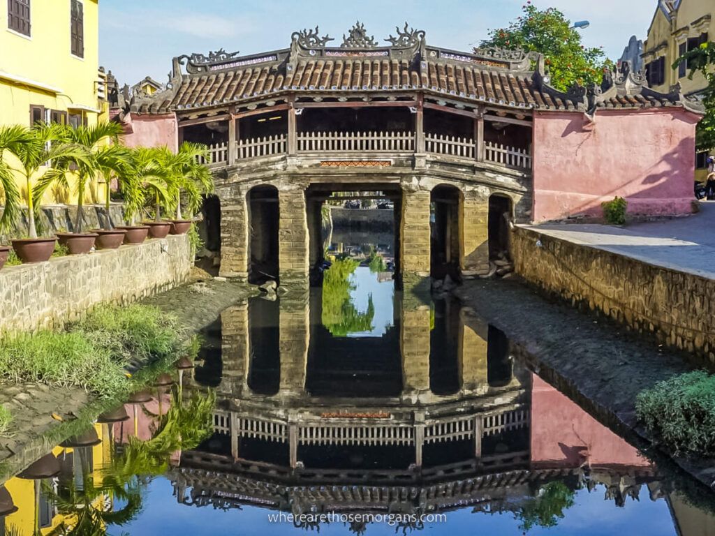 Ancient Japanese wooden bridge in Hoi An