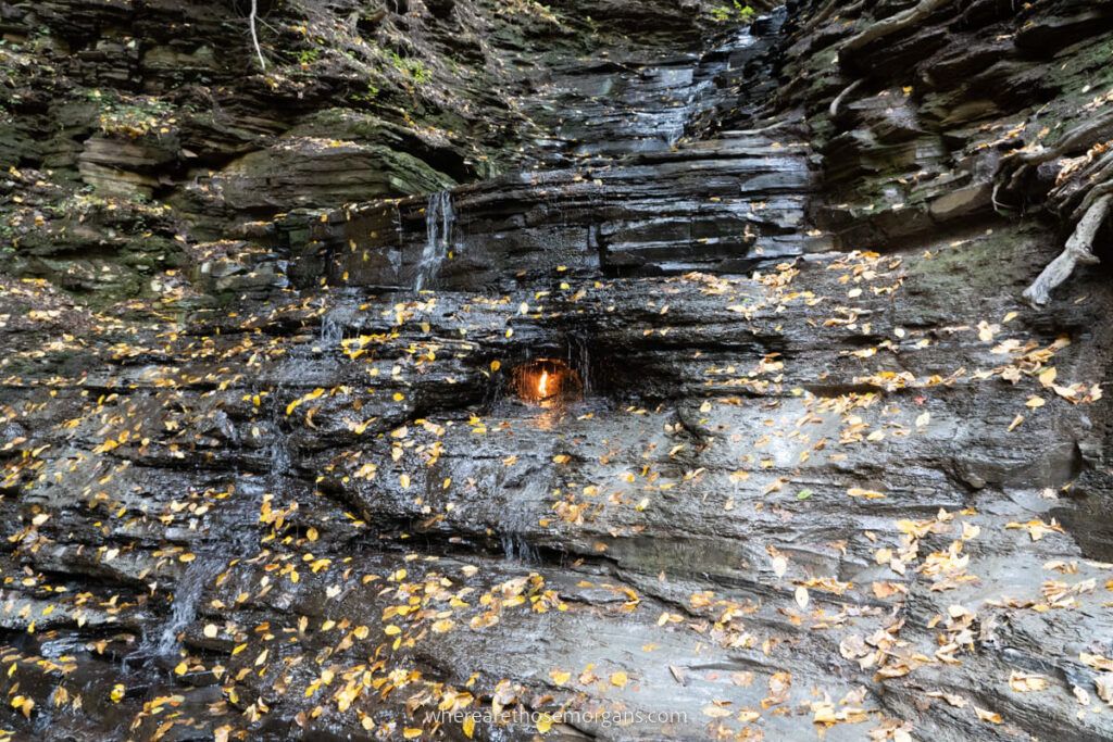View of Eternal Flame Falls up close