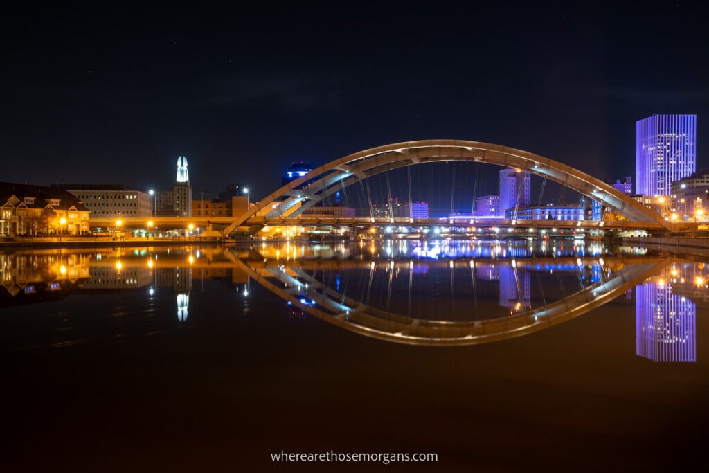 Bridge in downtown rochester in the finger lakes