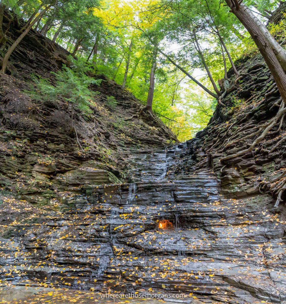 Eternal Flame Falls near Buffalo in the autumn season
