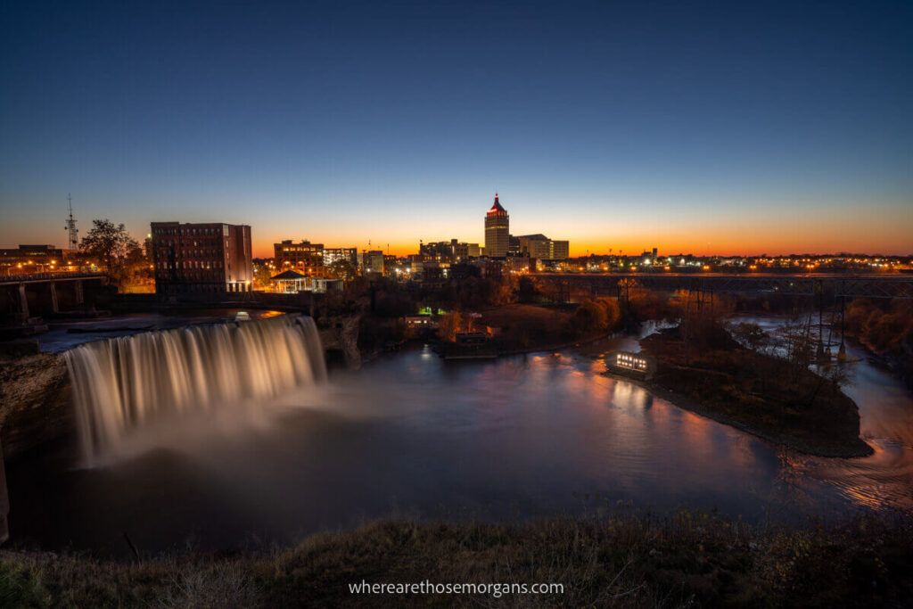Genesee River with High Falls in Rochester NY
