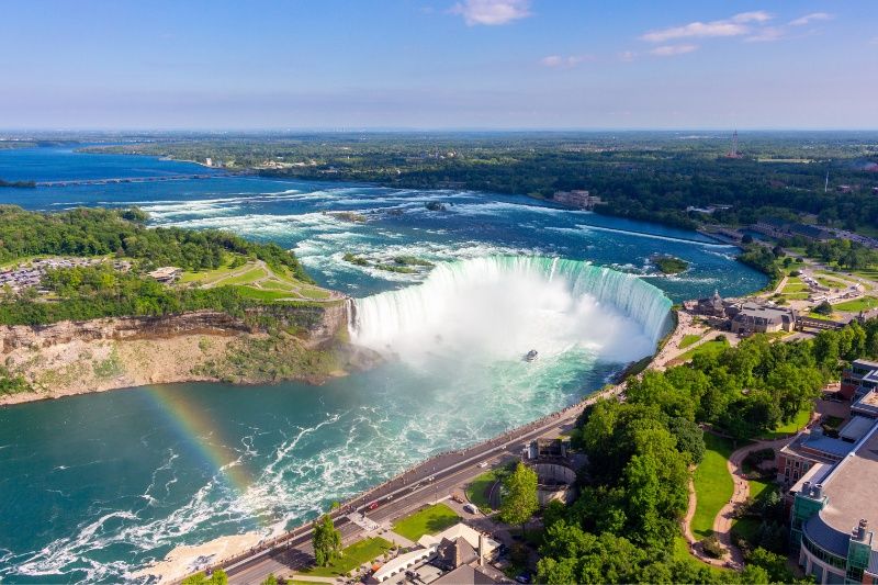 Aerial view of Niagara Falls the biggest waterfall in New York