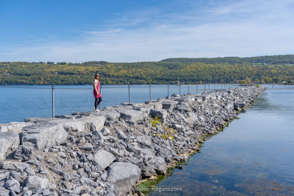 Woman standing in the bay of Seneca Lake
