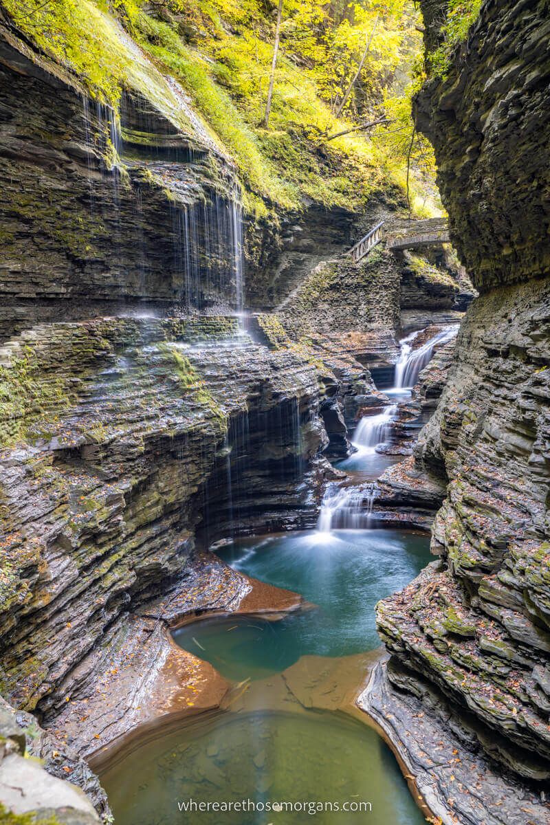 Small pools and waterfalls along the Watkins Glen State Park Gorge Trail