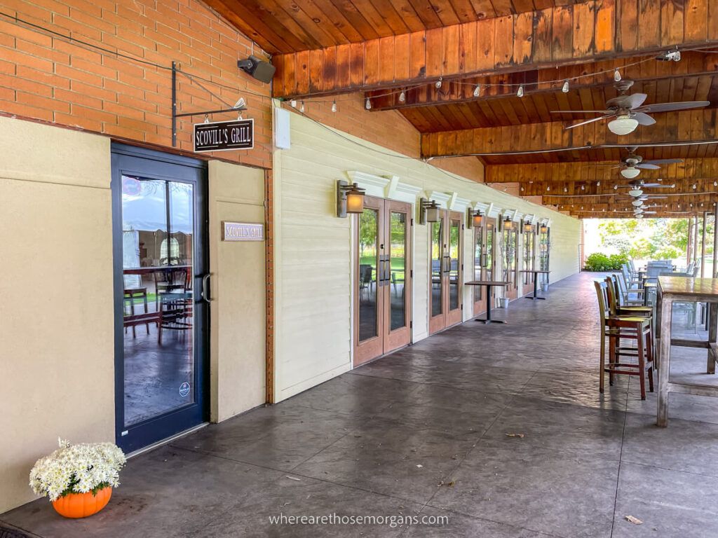 Patio area of Scovill's Grill in Dansville