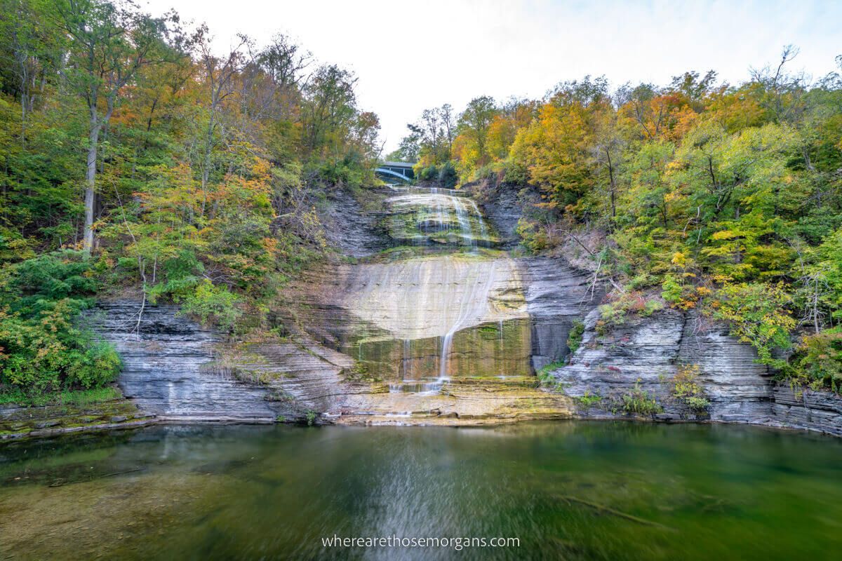 She-Qua-Ga Falls, a larger finger lakes waterfall in the town of Montour
