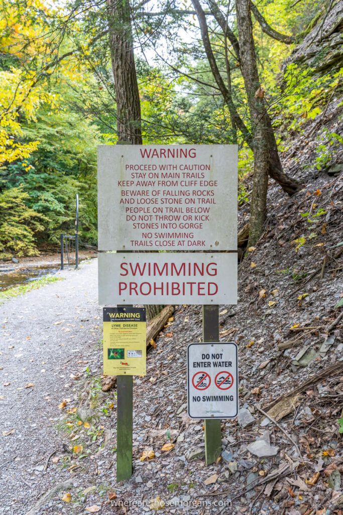 No swimming sign at Stony Brook