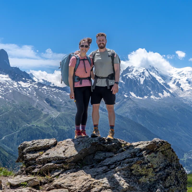 Mark and Kristen Morgan creators of Where Are Those Morgans hiking Tour du Mont Blanc