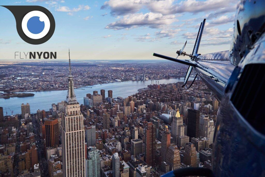 FlyNYON chopper near the Empire State Building
