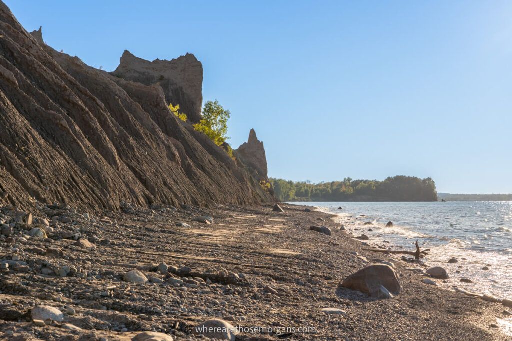 Shoreline and large sand bluffs along Lake Ontario