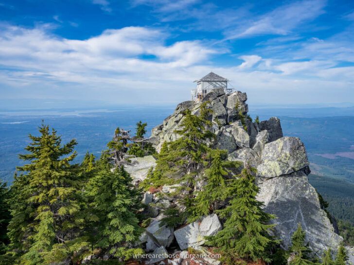 Mt Pilchuck Lookout Tower and views at the summit of the popular Washington hike Mt Pilchuck Trail by Where Are Those Morgans