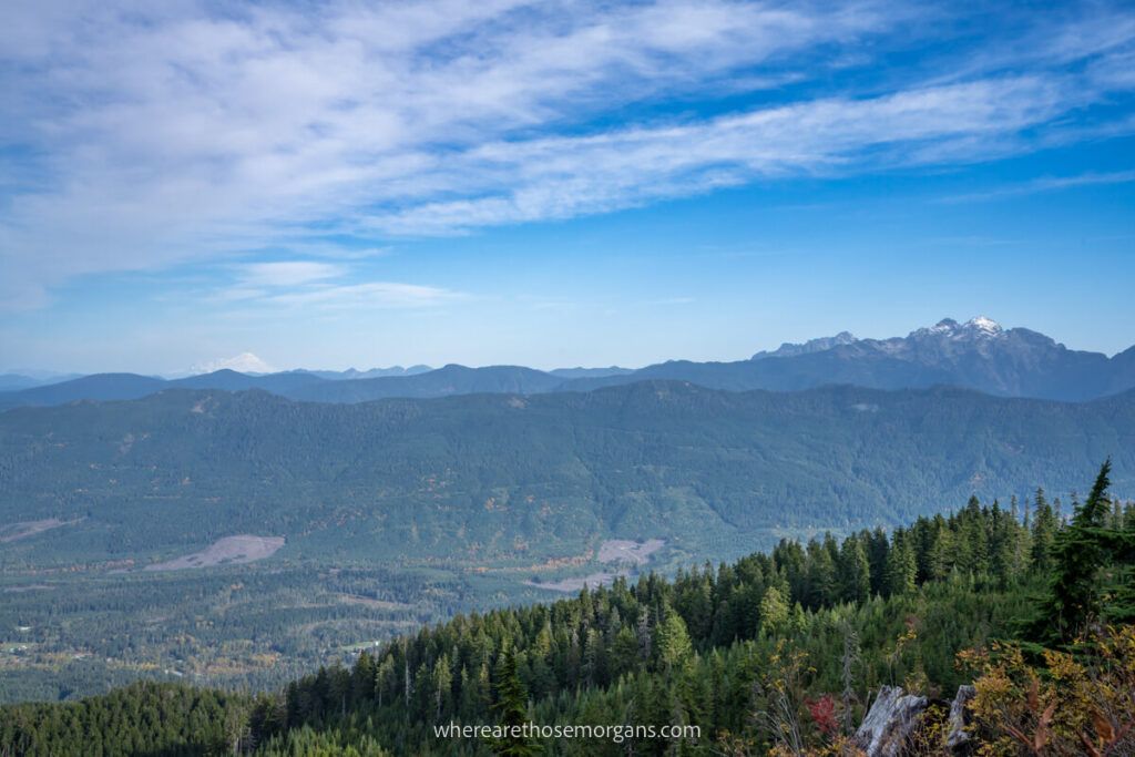 Far reaching views over Washington landscape from a hike in Mt Baker Snoqualmie National Forest