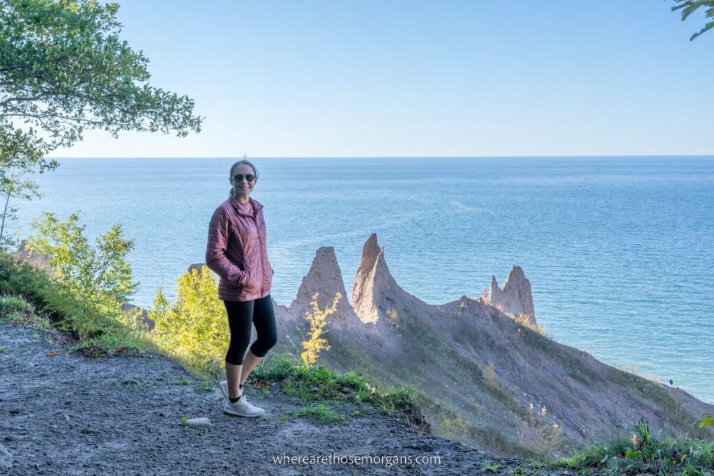 Woman standing on the Bluff Trail at Chimney Bluff State Park