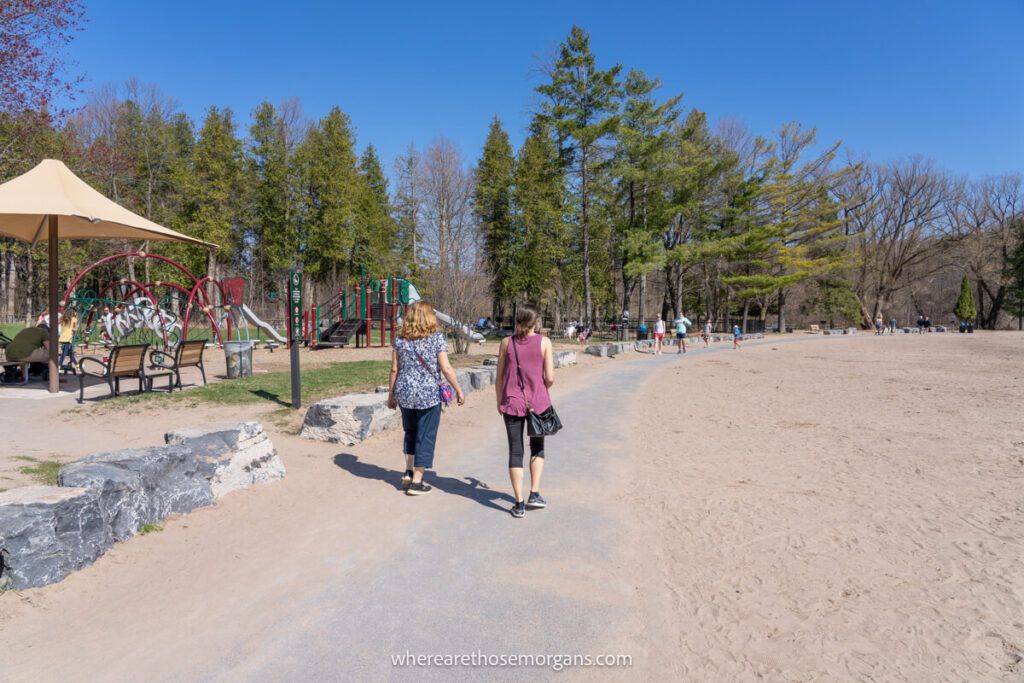 Women walking around the Green Lake Round Lake loop trail