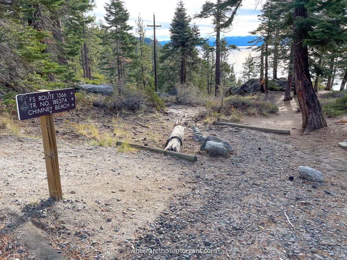 Sign marker for a hike leading into forest in Nevada