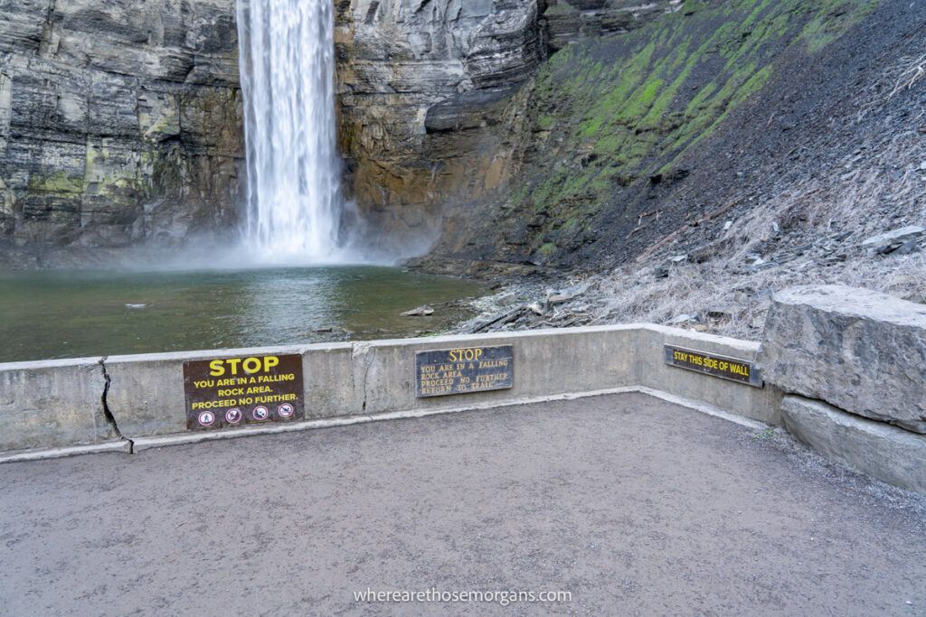 Barriers at the end of Gorge Trail to keep visitors safe