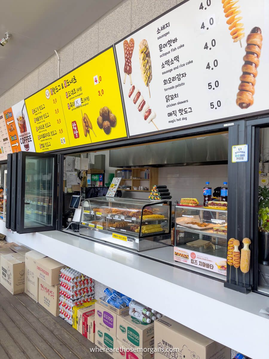 Local food stalls serving Korean food at Imjingak Park