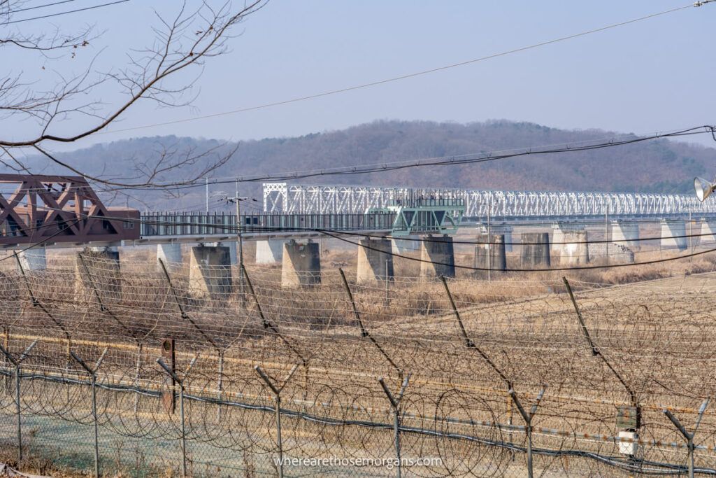 Close up view of Freedom Bridge in the DMZ at Imjingak park