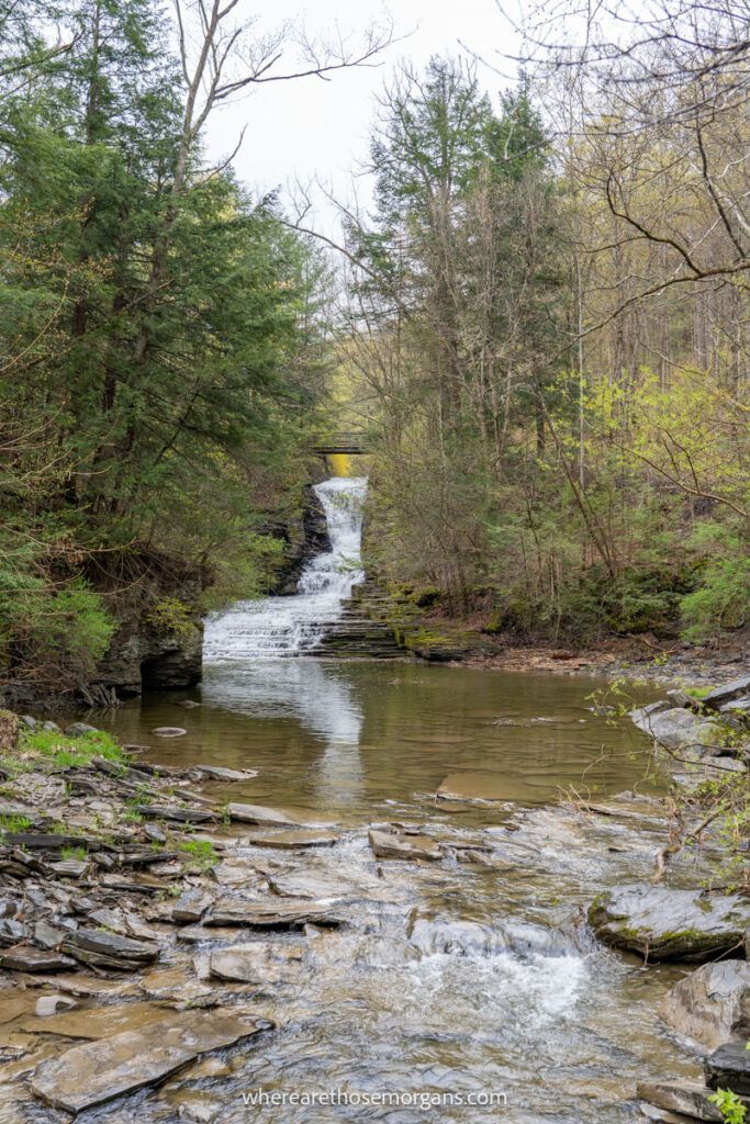 Hidden waterfall at Buttermilk Falls State Park