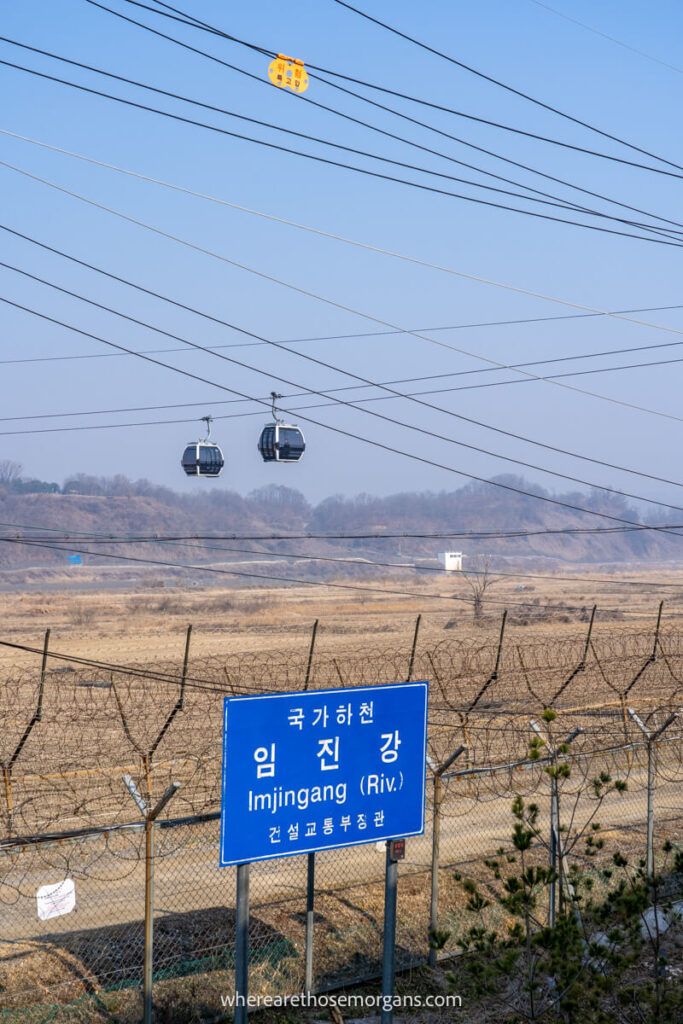 Two cars from the Imjingak Peace Gondola traveling over the DMZ