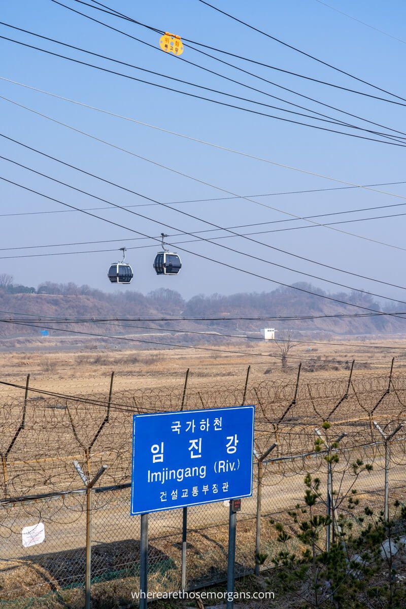 Two cable cars along the Imjingak Peace Gondola