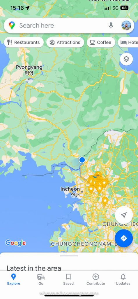 Map location along North Korea and South Korea border