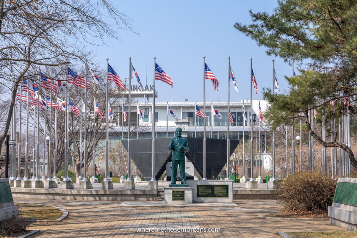 American and South Korean flags at Imjingak Park