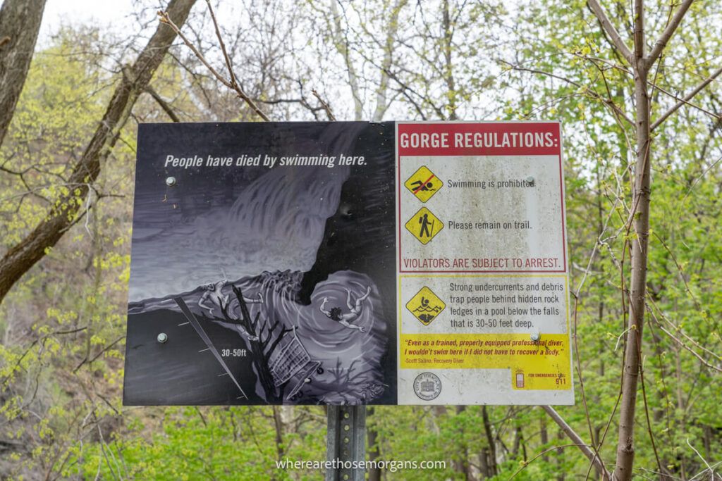 No swimming sign with danger information